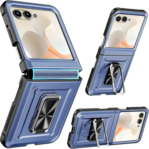 Vista 9 de Funda para Motorola Razr 2024/2025 [no es compatible con Ultra o Plus], con protección de bisagra y protector de pantalla integrado, soporte de 360°