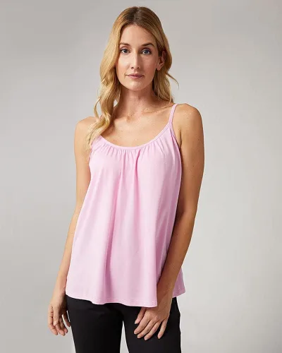 Vista 2 de 32 DEGREES Camiseta de tirantes para mujer, drapeada, con copa integrada