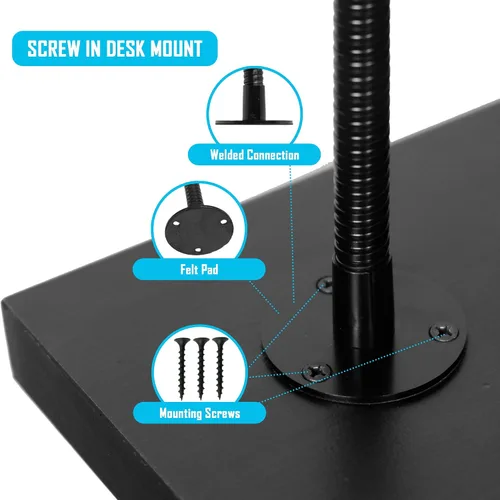 Vista 3 de SpinTech Cuello de cisne ajustable montado en escritorio para montaje de micrófono que se atornilla a mesas podios (6)
