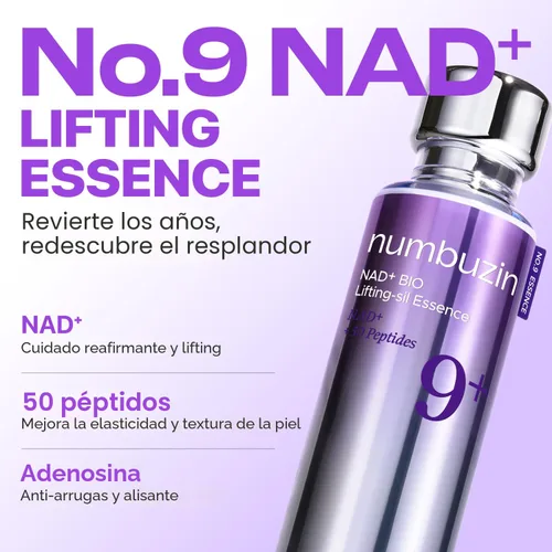 Vista 2 de numbuzin No.9 NAD+ suero de elevación de péptidos para cara y cuerpo, reafirmante y arrugas, 50 esencia peptídica para piel flácida, líneas finas