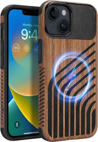 Vista 46 de Funda magnética ZZDZZ compatible con iPhone 14 Plus [Compatible con Magsafe] Diseño de cuero premium TPU híbrido a prueba de golpes (Negro)