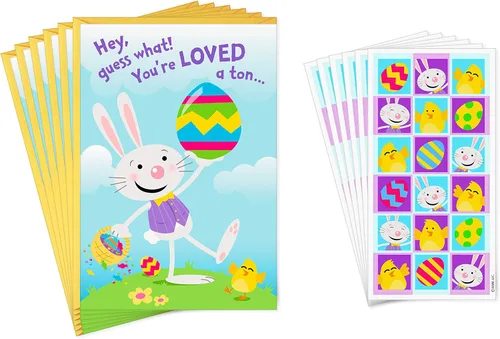 Vista 7 de Hallmark Paquete de tarjetas de Pascua para niños, conejo de Pascua (6 tarjetas con sobres)