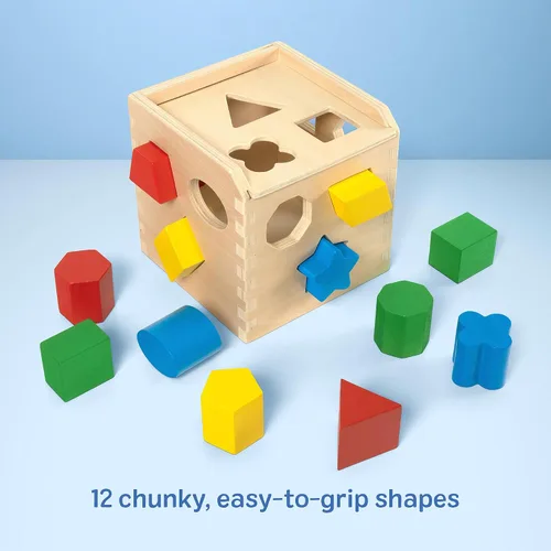 Vista 13 de Melissa & Doug Cubos de formas de Clasificación Clásico Juguete de Madera, Juguete de Desarrollo, Forma Fácil de Agarre, Construcción de Madera