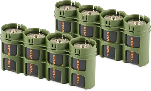 Vista 2 de Storacell by Powerpax SlimLine D Battery Caddy, Black, Holds 4 Batteries (Pack of 2)