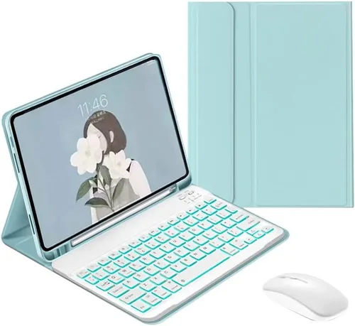 Vista 13 de Funda de teclado retroiluminada para Galaxy Tab A8 de 10.5 pulgadas modelo 2022 (SM-X200/X205/X207), cubierta delgada y ligera con teclado