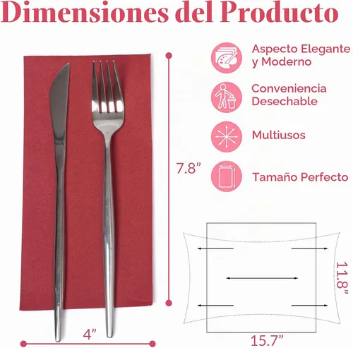 Vista 3 de Prestee Servilletas rojas para mesa, desechables, toallas de mano de papel suaves y absorbentes para cenas y todo tipo de eventos, servilletas
