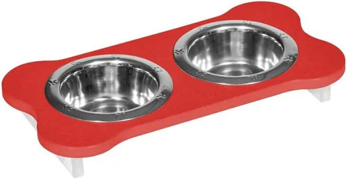 Vista 125 de Poly Lumber - Comedero doble de hueso mediano de 2 cuartos de galón, color negro