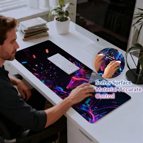Vista 3 de Alfombrilla de mouse grande extendida para juegos, base antideslizante, superficie lisa, alfombrilla de mouse a prueba de derrames, anime, Cyberpunk