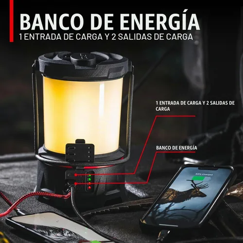 Vista 7 de Coast EAL40R Linterna de camping de emergencia recargable de 2500 lúmenes con modo intermitente rojo, mosquetón, difusor, mango plegable, modo bajo