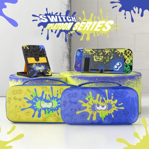 Vista 2 de Switch Case Compatible with Nintendo Switch(Splatoon 3),Switch Case Cover with Screen Protector,Playstand, Thumb Grip Caps for Nintendo Switch