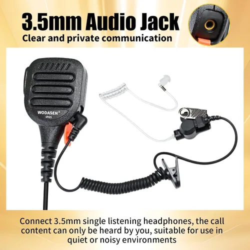 Vista 4 de WODASEN Micrófono de altavoz de radio impermeable Walkie Talkie Micrófono de mano para Retevis Ailunce HD1 RT29 RT47 RT47V RT48 RT82 RT83 RT87 NR30