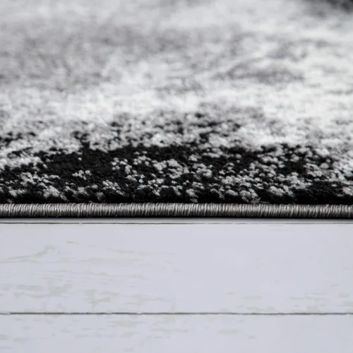 Vista 3 de Paco Home - Alfombra de área moderna con efecto de pintura abstracta, negro gris, Tamaño: 2 x 3.3 pies