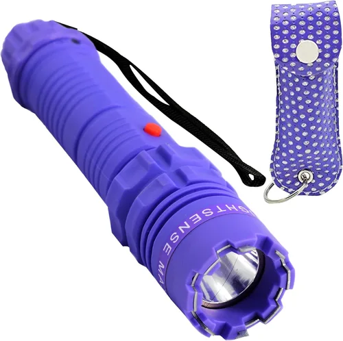 Vista 11 de Fightsense Spray de pimienta y pistola aturdidora 2 en 1 con linterna, kit de defensa personal, recargable, 0.5 onzas líquidas