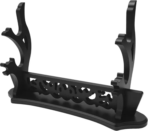 Vista 8 de Saihisday Soporte de espada de vid Katana soporte escalonado con acolchado para espada samurái japonesa, sable de luz Tanto Rapier, acabado de laca