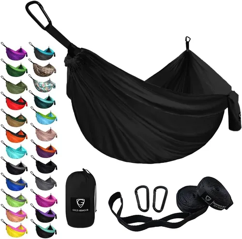 Vista 14 de Gold Armour Hamaca de camping – Hamaca doble XL, hamaca portátil, accesorios de camping, equipo para exteriores e interiores con correas de árbol