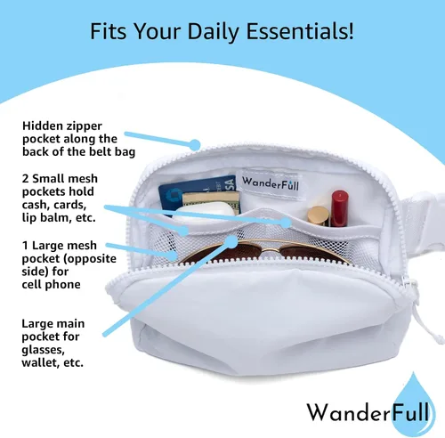 Vista 2 de WanderFull HydroBeltbag - Riñonera con soporte extraíble para botella de agua - Riñoneras de moda para mujer - Riñonera con portador de botella