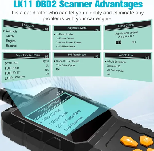 Vista 5 de Escáner OBD2 de Configuración Fácil Plug-Play: Lector de Códigos Profesional para Borrar y Restablecer Códigos de Error del Motor, Herramientas