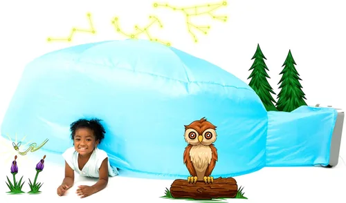 Vista 18 de AirFort - Fuerte inflable para niños, se construye en 30 segundos, tienda de campaña para jugar a partir de 3 años (pelota de playa azul)