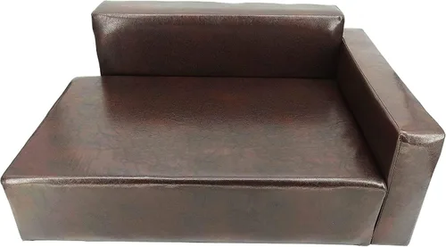 Vista 2 de Sofá cama para perros de cuero sintético marrón reclinable L sillón asiento 30x20x13 área de asiento es de 27 x 16 pulgadas, ideal para perros más