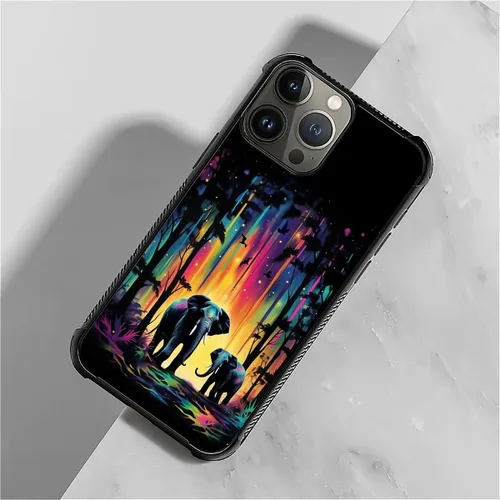 Vista 542 de Funda compatible con iPhone 15, diseño de elefantes africanos, diseño increíble a prueba de golpes, antiarañazos, carcasa trasera de policarbonato