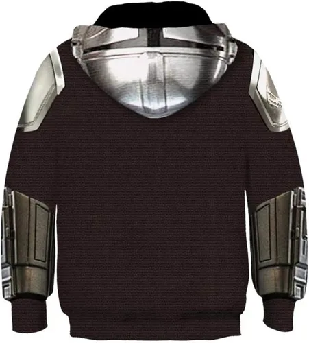 Vista 2 de Sudadera con capucha Din Djarin para niños disfraz de cosplay para niños sudadera con capucha estampada para Halloween