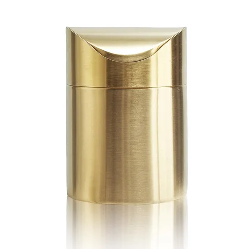 Vista 8 de Mini basurero, pequeño cubo de basura de escritorio con tapa giratoria, de acero inoxidable, para encimera de baño, cubos de basura de cocina