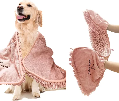 Vista 18 de Patas Lague Toalla absorbente para perros de secado grande, 35 x 15 pulgadas, toalla de baño de microfibra extra grande de secado rápido