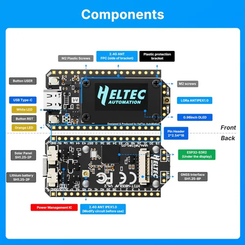 Vista 9 de Heltec ESP32 LoRa V4 - Tablero de desarrollo con pantalla, pre-soldado