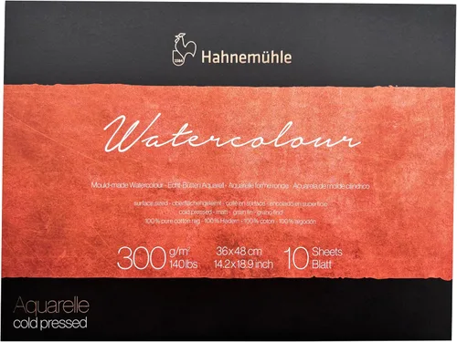 Vista 4 de Hahnemühle The Collection - Almohadilla para acuarela, trapo 100% algodón, prensado en frío, 9.4x12.6 in/9.4x12.6 pulgadas, 300 GSM, 10 hojas