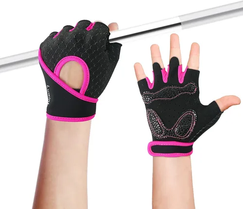 Vista 9 de Luwint Guantes de Entrenamiento para Niños, Guantes de Ejercicio con Ventilación y Agarre para Niños y Niñas para Levantamiento de Pesas y Gimnasio