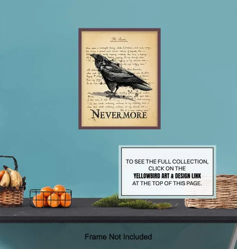 Vista 6 de The Raven – Nevermore – Regalos de Edgar Allan Poe – Decoración gótica para la habitación – Decoración gótica para el hogar – Poesía espeluznante