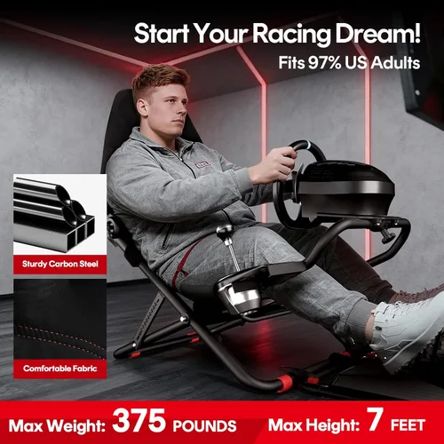 Vista 4 de RACGTING Racing Simulator Cockpit for G920 G29 G923, Foldable Racing Simulator for Thrustmaster T248X T248 T300 T150 458 TX Xbox PS5 PS4 PC (Black)