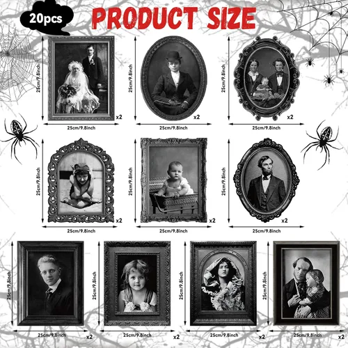 Vista 2 de 20 piezas de imágenes en movimiento de Halloween en 3D de cara cambiante, retrato de mansión gótica, fotos de terror en movimiento, retratos