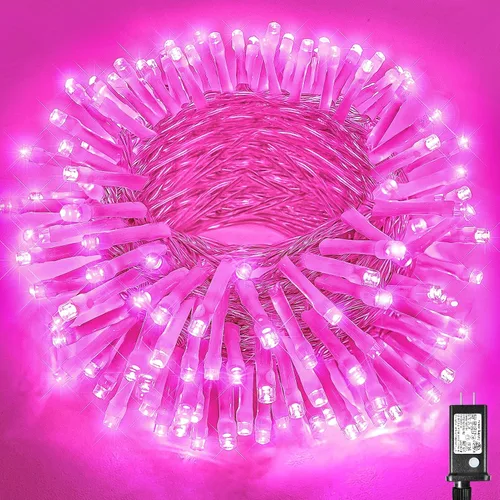 Vista 30 de Guirnalda de luces navideñas con 100 LEDs, tira de 33 pies, 8 modos, conectable, impermeable, parpadeante, con temporizador y memoria, para Azul
