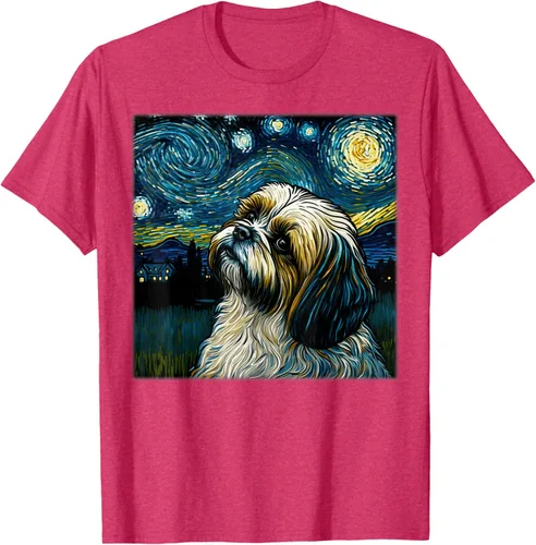 Vista 22 de Camiseta Surrealism Starry Night Shih Tzu Dog