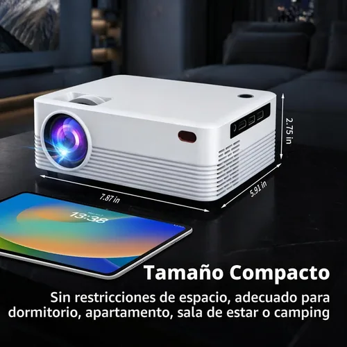 Vista 8 de Mini proyector para iPhone, proyector portátil 1080P soporte y altavoz
