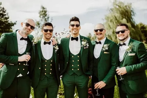 Vista 4 de Wangyue Trajes de 3 piezas para hombre, trajes ajustados para hombres, traje de doble botonadura para hombre, trajes de fiesta de graduación, trajes