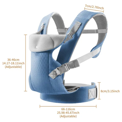 Vista 2 de IULONEE Portabebés de recién nacido con baberos desmontables, ergonómico, portátil, mochila delantera y trasera para bebés de hasta 33 libras