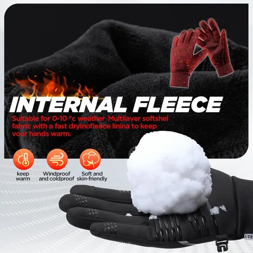 Vista 2 de Guantes térmicos para hombres y mujeres, guantes de invierno resistentes al viento antideslizantes para pantalla táctil, guantes de correr