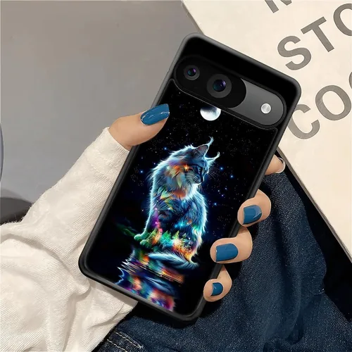 Vista 1731 de Compatible con Google Pixel 4A 5G Mobile Case Creative Acrylic Panel trasero Silicona Protección Grip especialmente diseñado para Google Pixel 4A 5G