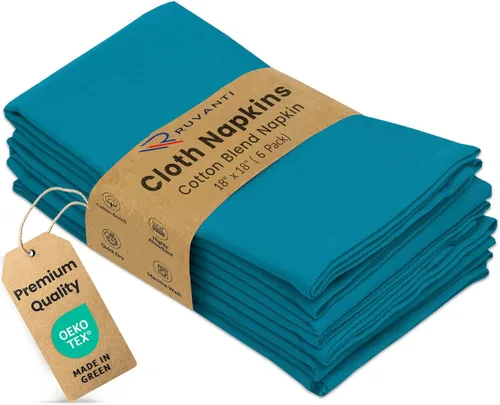 Vista 20 de Ruvanti - Juego de 4 servilletas de tela de 45x45 centímetros, lavables, suaves, duraderas, absorbentes, mezcla de algodón. Servilletas de mesa