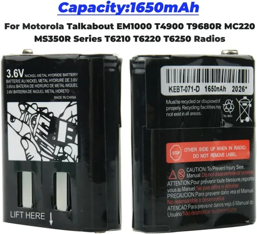 Vista 3 de Paquete de 4 baterías recargables de radio bidireccional 3.6V 1650mAh para Talkabout Motorola 53615 KEBT-071A KEBT-071-B KEBT-071-C KEBT-071-D