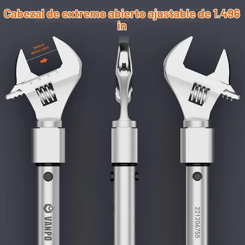 Vista 3 de VANPO - Llave dinamométrica HVAC de 1/2 pulgada, 10-170 pies-libra, mandíbula de 1.496 in y cabezal de trinquete