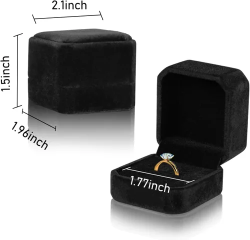 Vista 2 de Lamoutor Caja de anillo de terciopelo 2pcs Caja de pendientes Caja de regalo de joyería (negro)