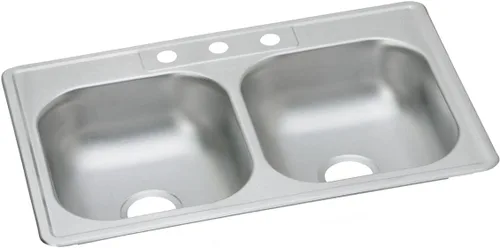 Vista 15 de Dayton D233221 Equal - Fregadero de acero inoxidable con doble tazón, 33 x 22 x 6.5 pulgadas