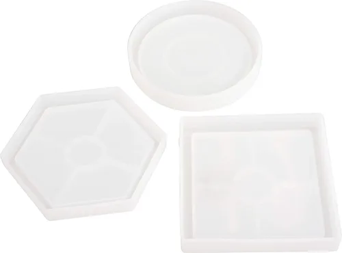 Vista 7 de AMERICAN CRAFTS Molde de color para verter 3 piezas, posavasos - círculo, cuadrado y hexagonal