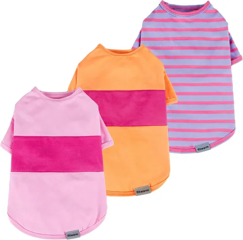 Vista 13 de Fitwarm Paquete de 3 camisas para perro de color liso, ropa clásica de verano para perros pequeños, niños y niñas, traje ligero para mascotas, azul