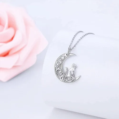 Vista 3 de Dreamboat Cat Owl Bear Cheetah Leopard Bunny Pendant Necklace 925 Sterling Silver Animal Necklace for Women Girls Mom Men Jewelry Gifts