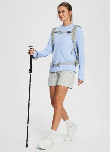 Vista 6 de BALEAF Chaqueta UPF 50+ para mujer, ligera, con capucha, manga larga, para correr, senderismo, ropa al aire libre