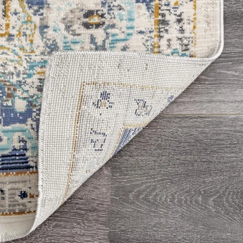 Vista 8 de nuLOOM Ainsley - Alfombra oriental persa de 3 x 5 pies para sala de estar, dormitorio, comedor, entrada, cocina, azul/marfil